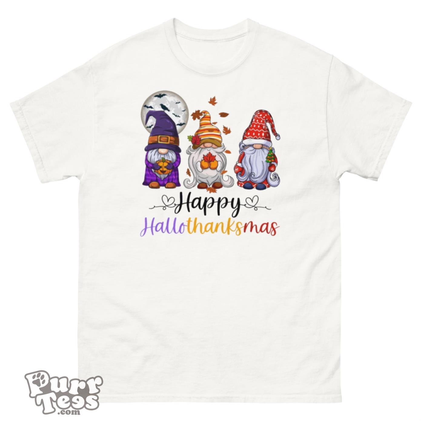 Happy Hallothanksmas Gnomes Halloween Merry Christmas T-Shirt Product Photo 1