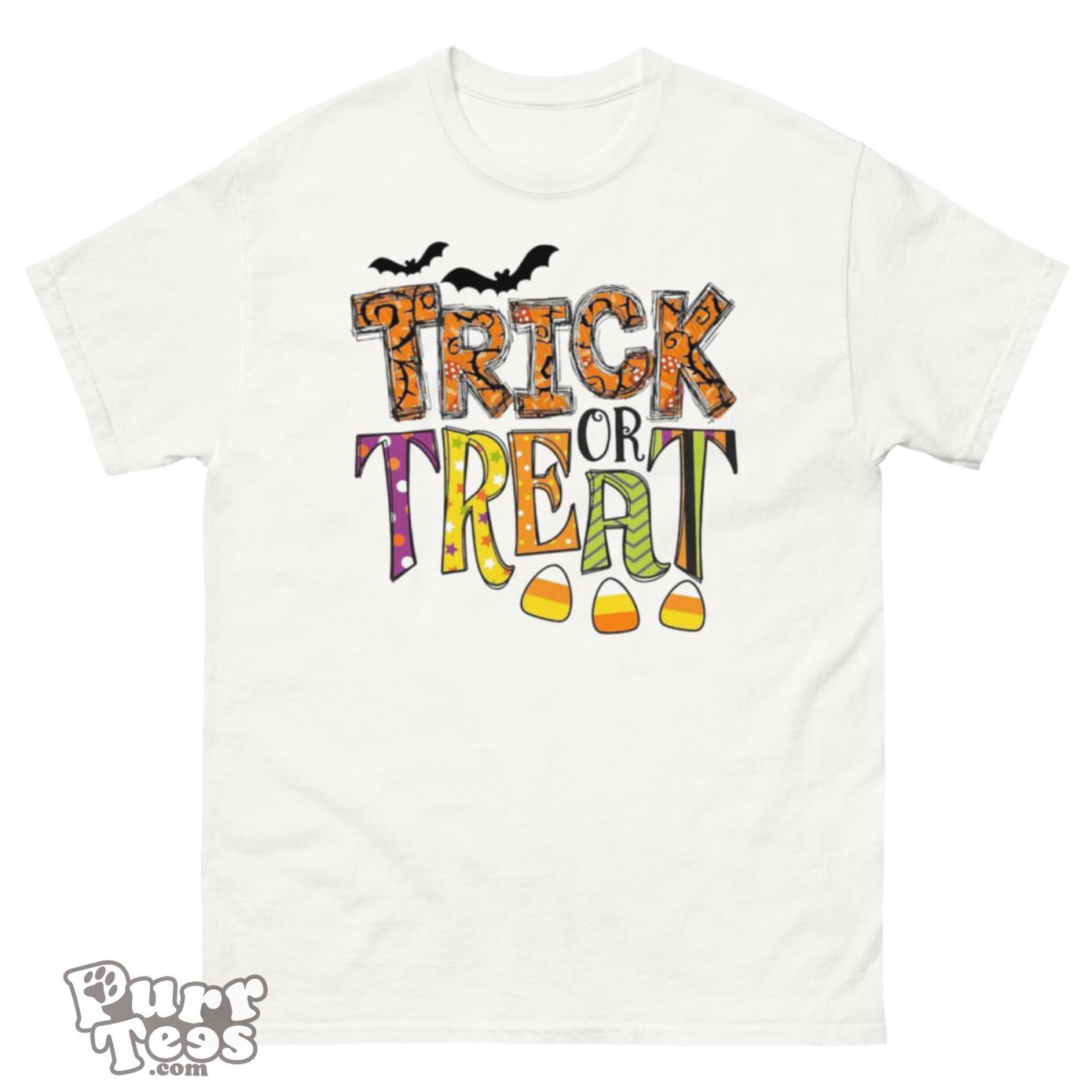 Trick or Treat Funny Halloween Bat And Candy T-Shirt Product Photo 1