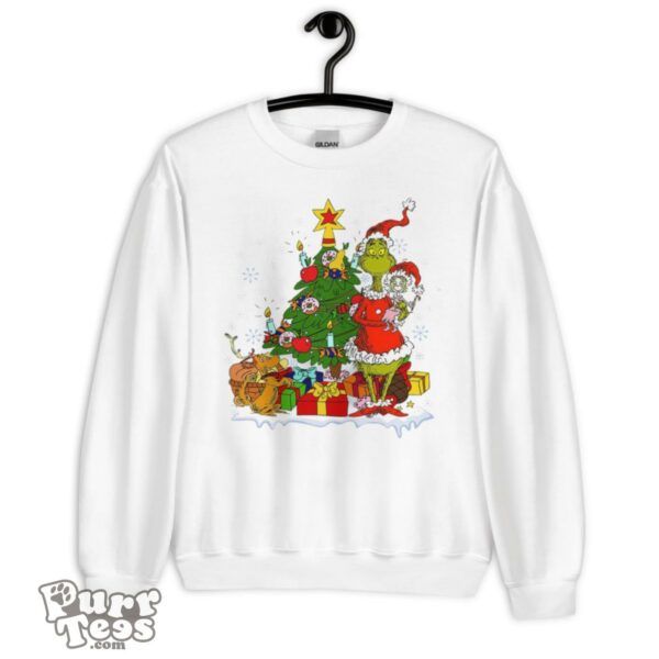 Vintage Grinch With Gift Boxes And Christmas Tree T-Shirt Product Photo 3