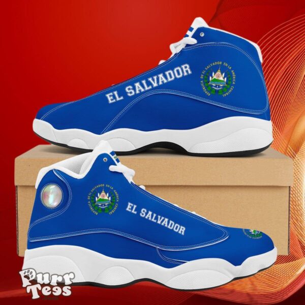 El Salvador Country Flag El Salvador High Top Custom Name Sneakers Air Jordan 13 Style Gift For Men And Women Product Photo 1