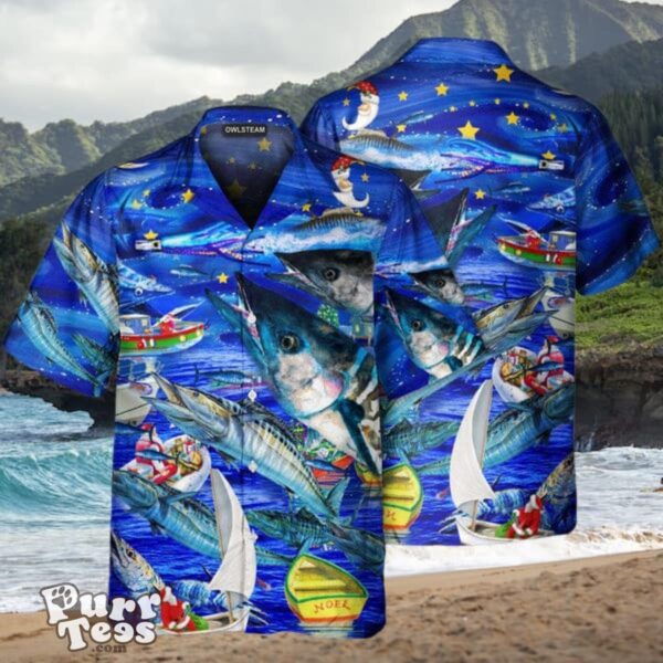 Fish Love Ocean Blue Merry Christmas Hawaiian Shirt Unique Gift For Men And Women Product Photo 1