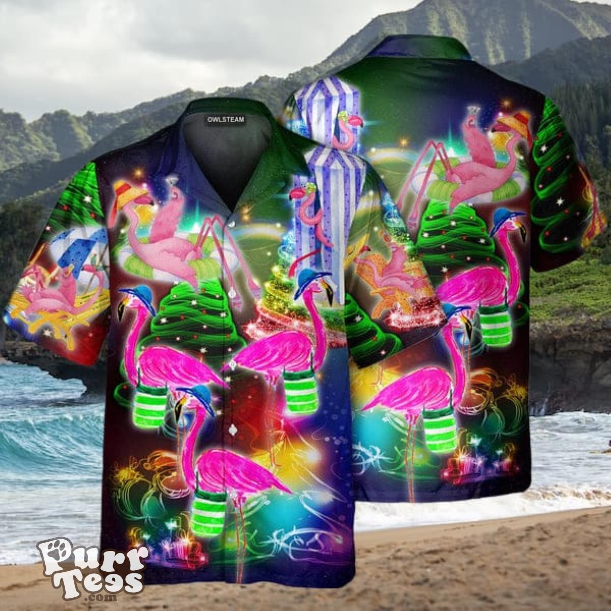 Flamingo Love Beach Amazing Christmas Hawaiian Shirt Unique Gift For Men And Women Product Photo 1