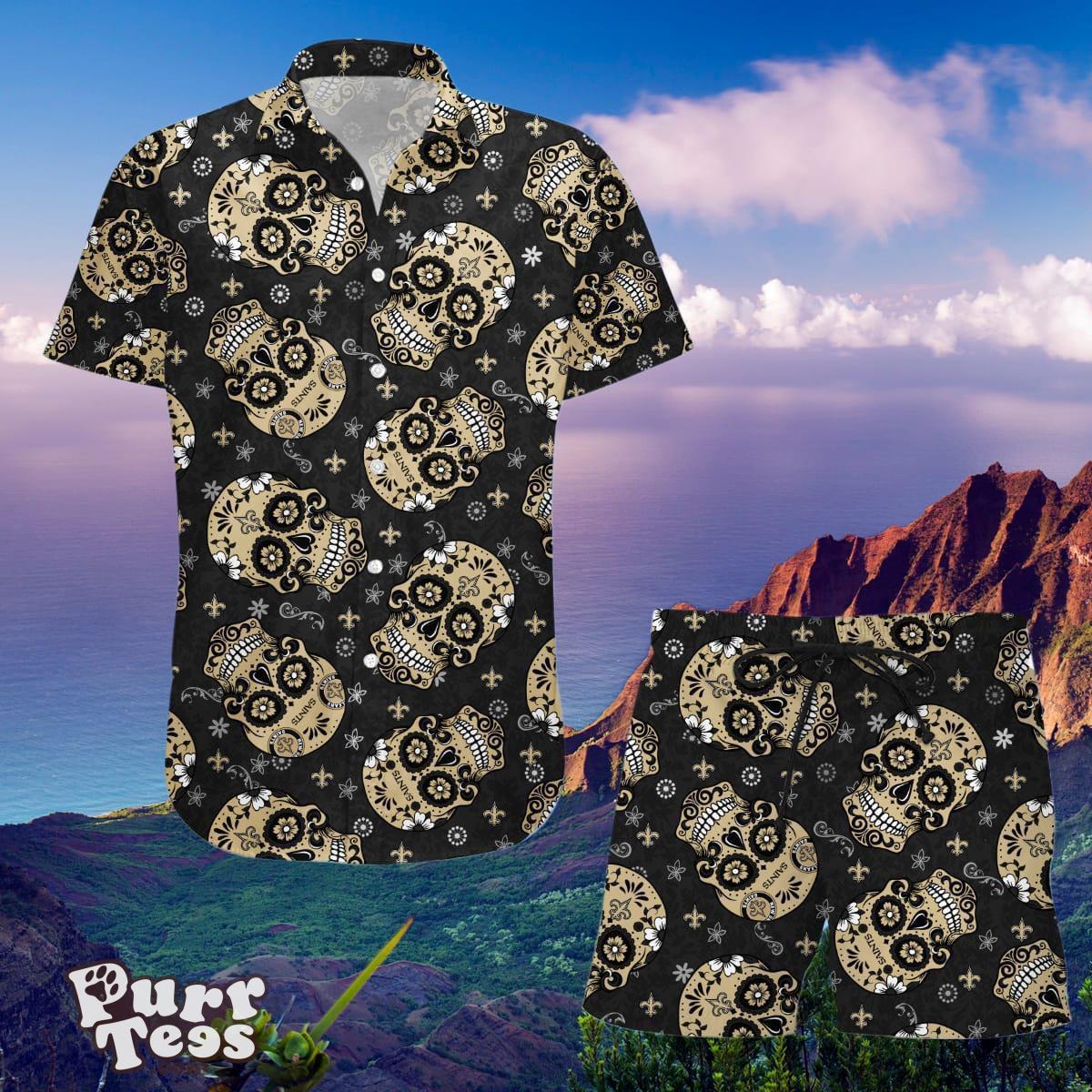 New Orleans Saints SKull Hawaiian Shirt And Shorts Best Gift For Men And Women Product Photo 1