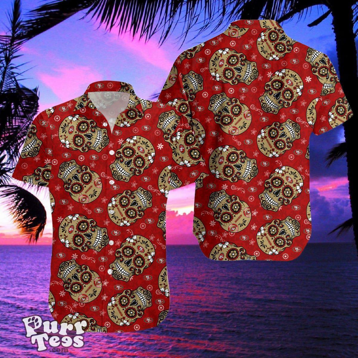 San Francisco 49ers SKull Hawaiian Shirt And Shorts Best Gift For Men And Women Product Photo 2