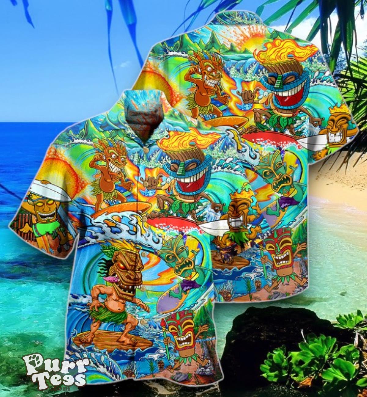Aloha Tiki Surfing Into The Sunset LimitedHawaiian Shirt Best Gift Best Gift Product Photo 1