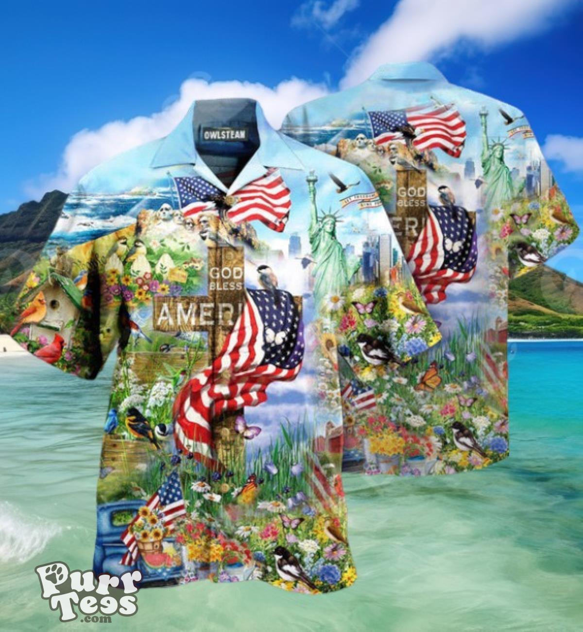 America God Bless Flowers Garden Edition Hawaiian Shirt Best Gift For Men And Women Product Photo 1