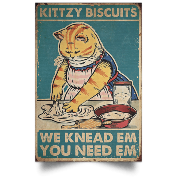 Cat Kittzy Biscuits We knead Em You Need Em Vintage Canvas - Portrait Canvas - Full