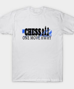 Chess One Move Away White Outline T-Shirt - T-Shirt - White
