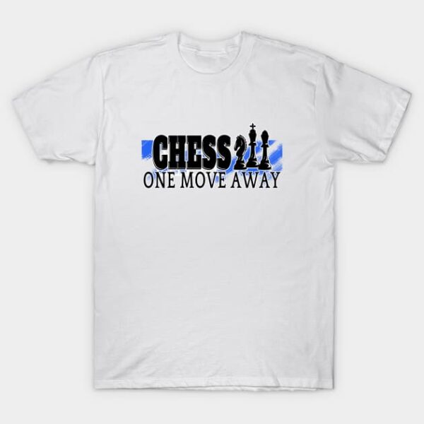 Chess One Move Away White Outline T-Shirt - T-Shirt - White