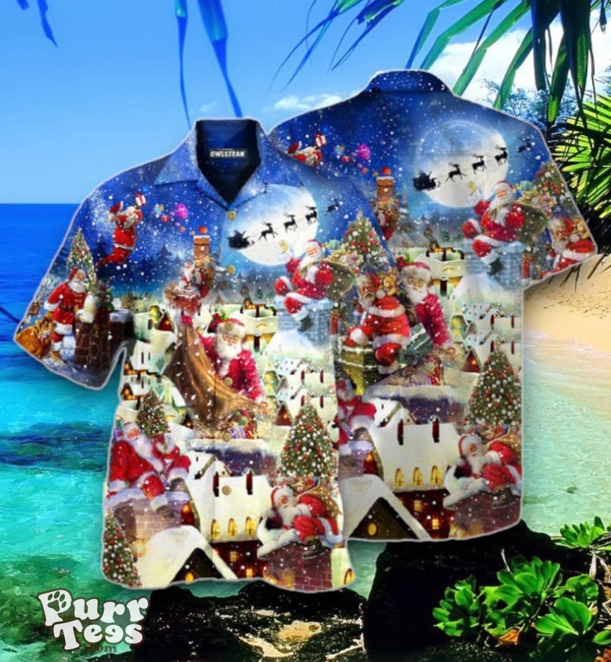 Christmas Up On Rooftop Santa’s Busiest Night Edition Hawaiian Shirt Best Gift Product Photo 1