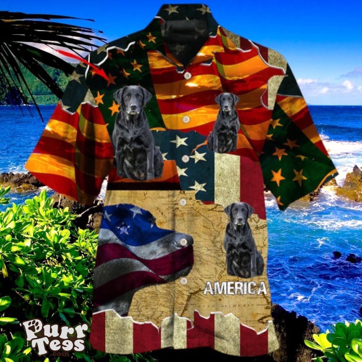Labrador Retriever America Sunset Style Custom Photo Hawaiian Shirt Unique Gift Product Photo 1