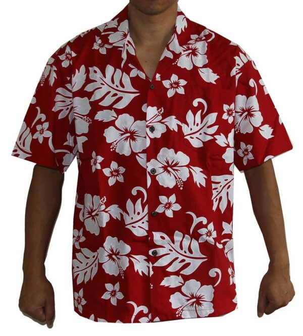 Men's Classic Hibiscus Christmas Red Hawaiian Shirt - Hawaiian Shirt - Red
