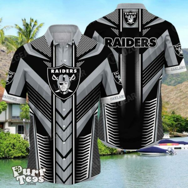 NFL Las Vegas Raiders Hawaiian Shirt Summer Short Sleeve Button Down Shirt Gift For Big Fans Product Photo 1