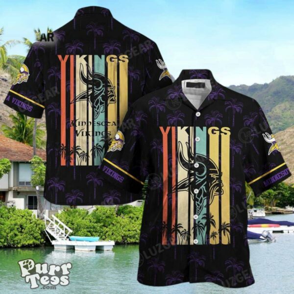 NFL Minnesota Vikings Hawaii Beach Shirt Retro Vintage Summer Short Sleeve Button Hawaiian Shirt Product Photo 1
