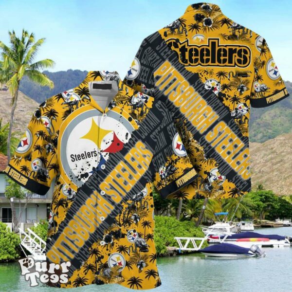 NFL Pittsburgh Steelers Hawaiian Shirt With Tropical Pattern Flamingo Printed Unique Gift For Fans Product Photo 1