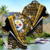 Pittsburgh Steelers NFL Football With Tropical Flower Pattern Hawaiian Shirt Unique Gift For Fans Product Photo 1
