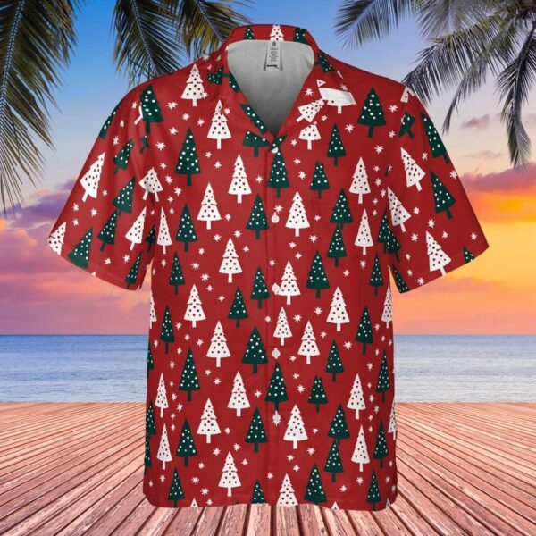 Red Christmas Tree Hawaiian Style Shirt - Hawaiian Shirt - Red