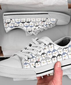 Team Penguin Cute Shoes Low Top Canvas Shoes for Women Men - Men's Shoes - White