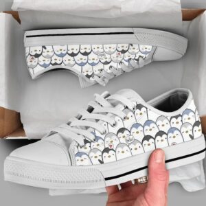 Team Penguin Cute Shoes Low Top Canvas Shoes for Women Men - Men's Shoes - White