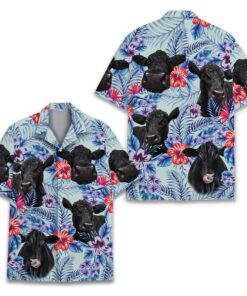 Tropical Black Angus Cow Hawaiian Shirts for Men Women - Hawaiian Shirt - Full