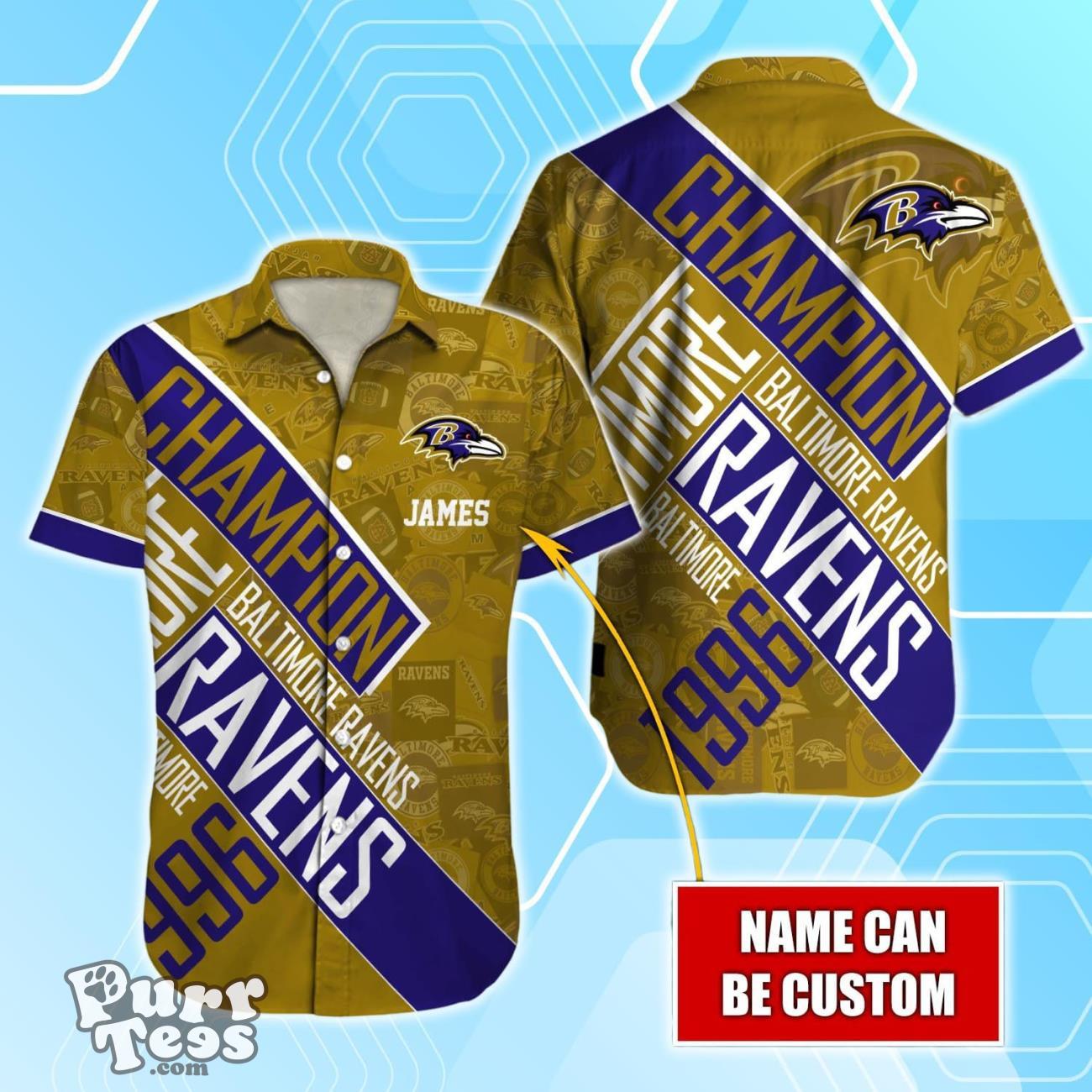 Baltimore Ravens NFL Champion Hawaiian Shirt Custom Name Product Photo 1