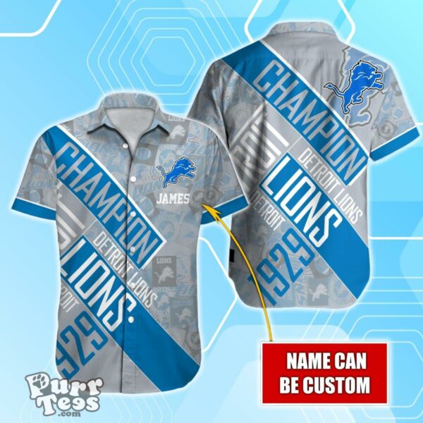 Detroit Lions NFL Champion Hawaiian Shirt Custom Name Product Photo 1