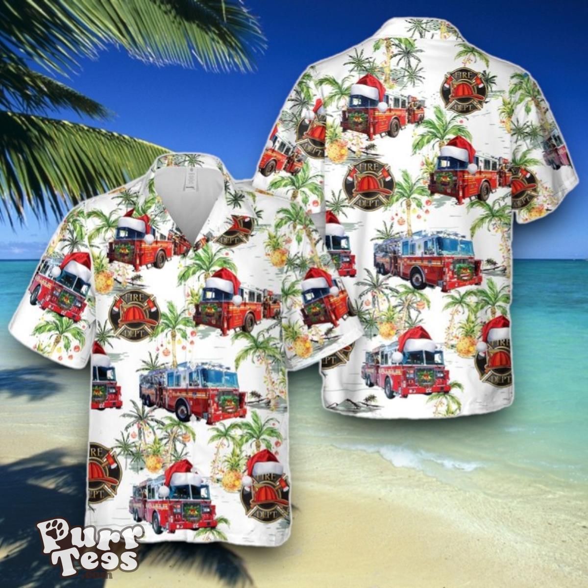 Fire Truck Christmas Hawaiian Shirt Best Gift Product Photo 1