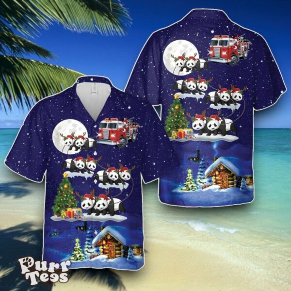 Fire Truck Santa Riding Panda Christmas Hawaiian Shirt Best Gift Product Photo 1