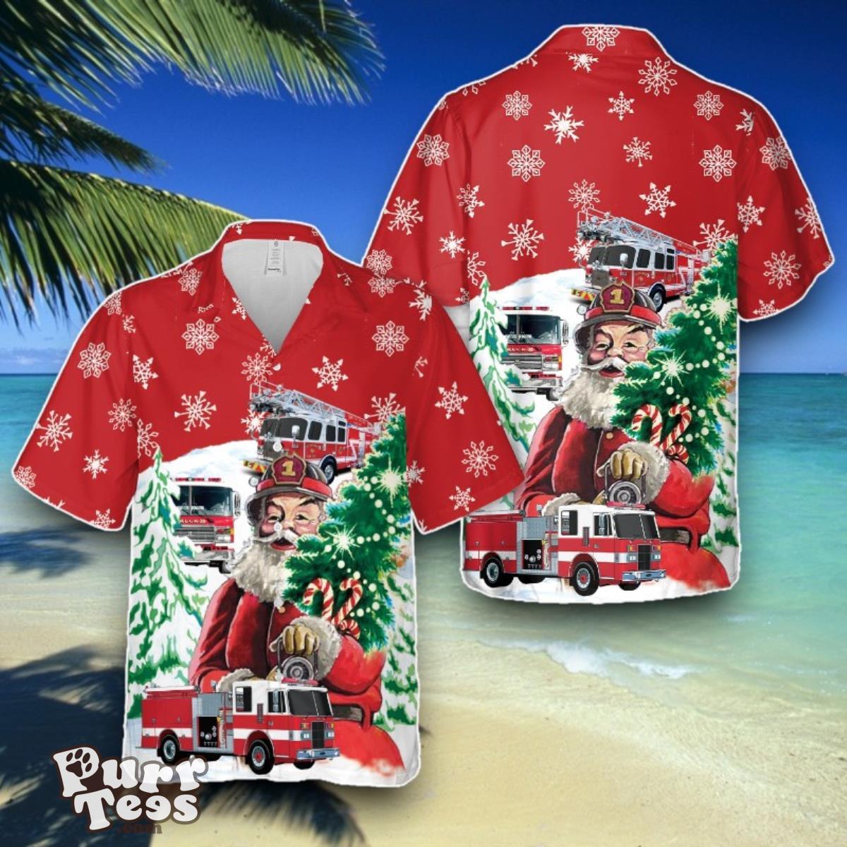 Firefighter Fire Truck Christmas Hawaiian Shirt Best Gift For Men And Women Product Photo 1