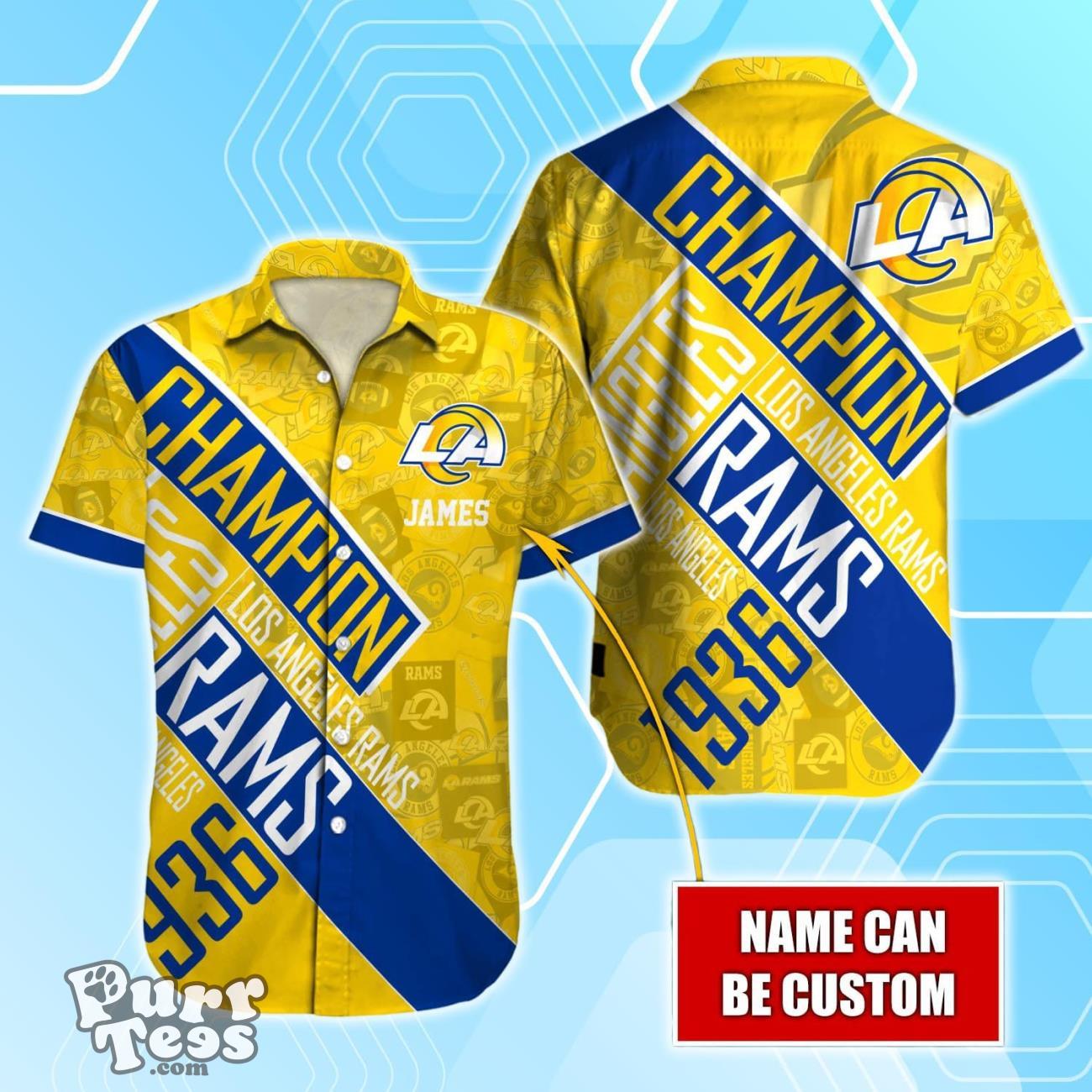 Los Angeles Rams NFL Champion Hawaiian Shirt Custom Name Product Photo 1