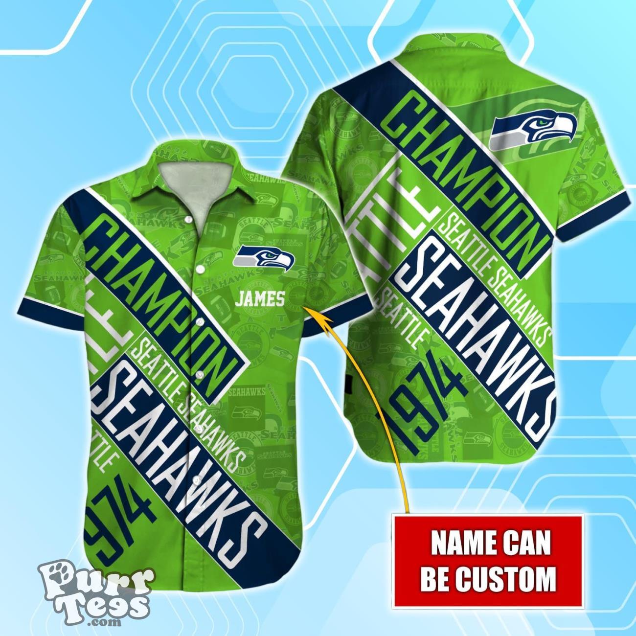 Seattle Seahawks NFL Champion Hawaiian Shirt Custom Name Product Photo 1