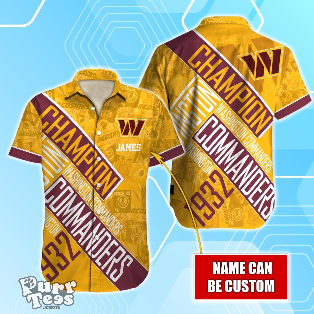 Washington Commanders NFL Champion Hawaiian Shirt Custom Name Product Photo 1