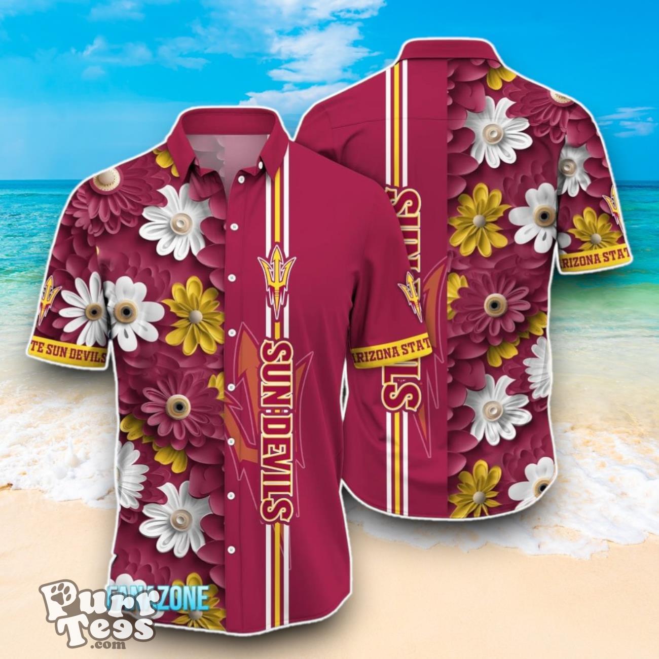 Arizona State Sun Devils NCAA2 Flower Hawaiian Shirt Best Design For Fans Product Photo 1