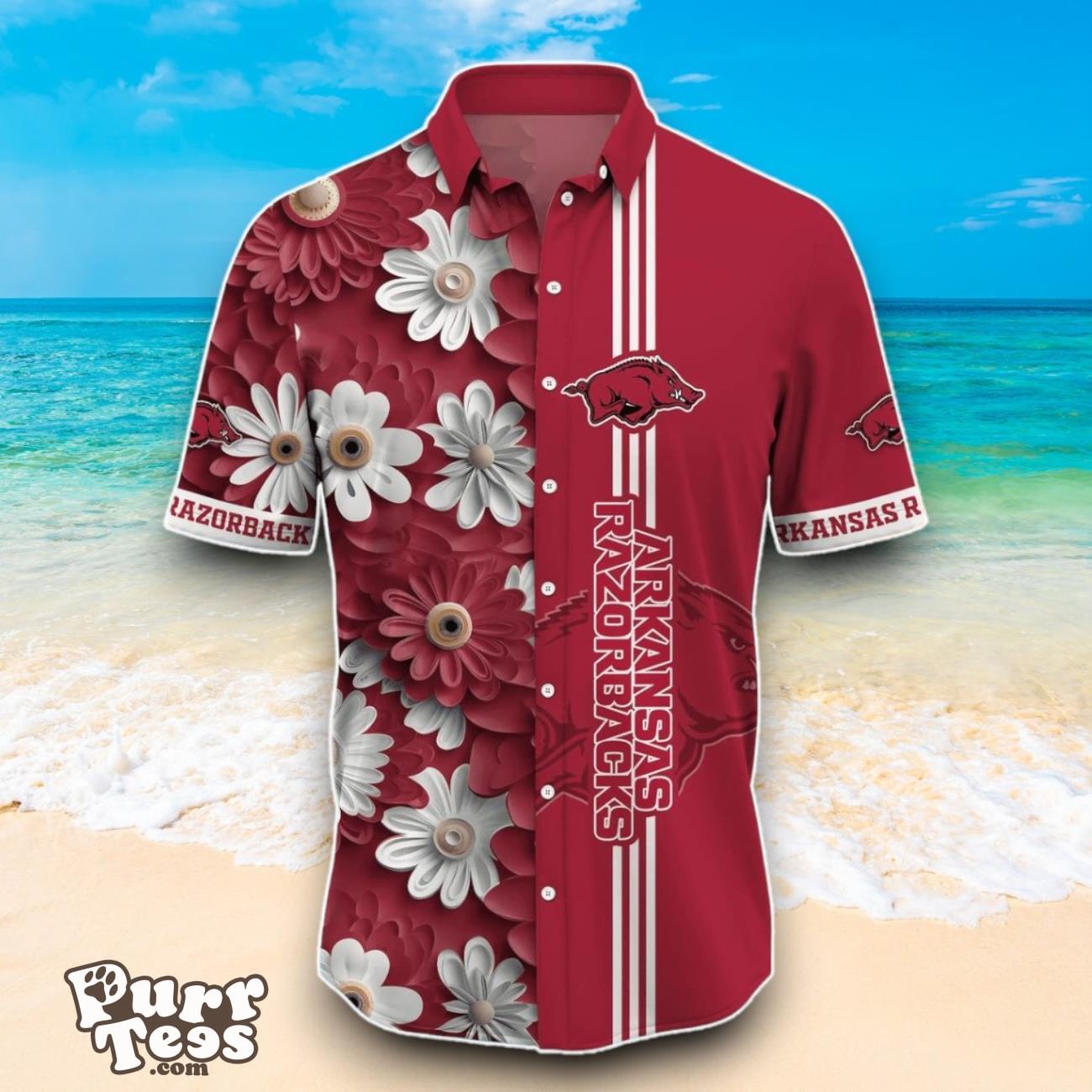 Arkansas Razorbacks NCAA2 Flower Hawaiian Shirt Best Design For Fans Product Photo 2