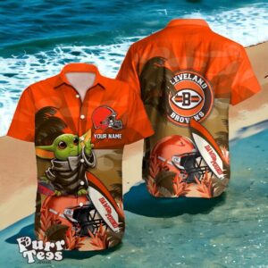Cleveland Browns Hawaiian Shirt Baby Yoda 3D Custom Name Product Photo 1