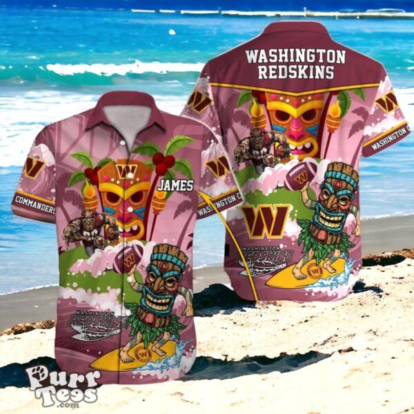 Custom Crafted Custom Name on a Washington Commanders Hawaiian NFL Shirt Product Photo 1