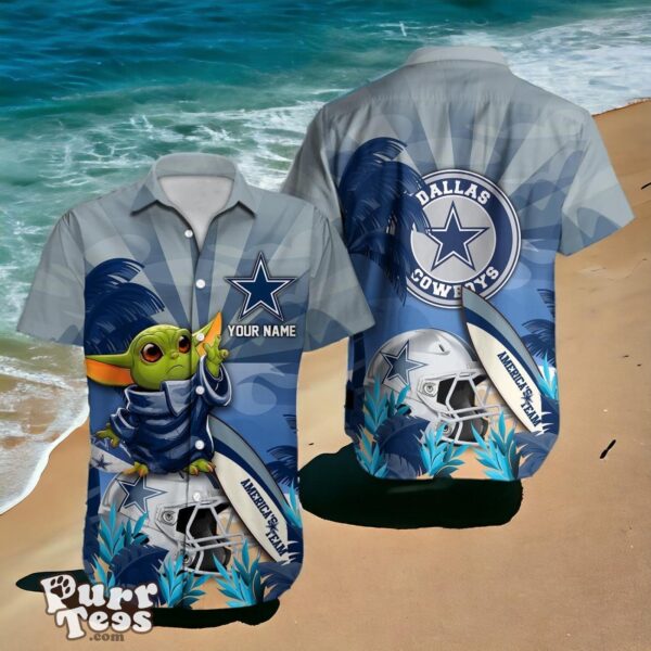 Dallas Cowboys Hawaiian Shirt Baby Yoda 3D Custom Name Product Photo 1