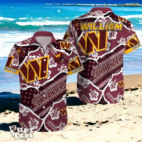 Exclusive Fan Collection Custom Name Washington Commanders Hawaiian NFL Shirt Product Photo 1