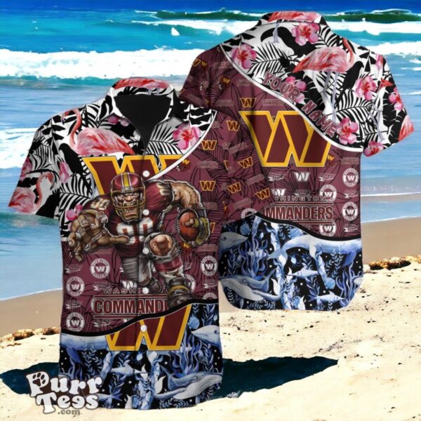 Game Day Essential Washington Commanders NFL Hawaiian Shirt with Custom Name Product Photo 1