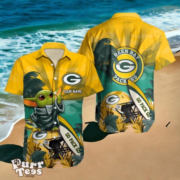 Green Bay Packers Hawaiian Shirt Baby Yoda 3D Custom Name Product Photo 1