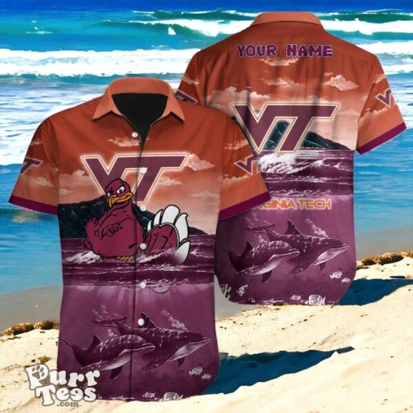 Hokie Pride, Personalized Custom Name NCAA Hawaiian Shirt for Virginia Tech Fans Product Photo 1