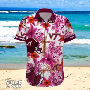 Hokie Spirit Personalized Name on Your NCAA Hawaiian Shirt for Virginia Tech Fans Product Photo 1