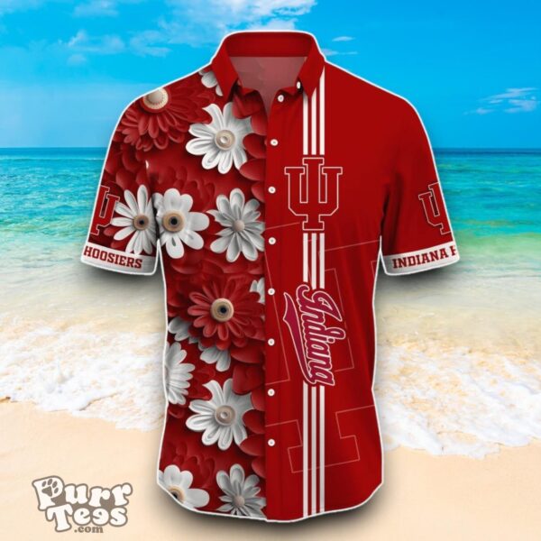 Indiana Hoosiers NCAA3 Flower Hawaiian Shirt Best Design For Fans Product Photo 2