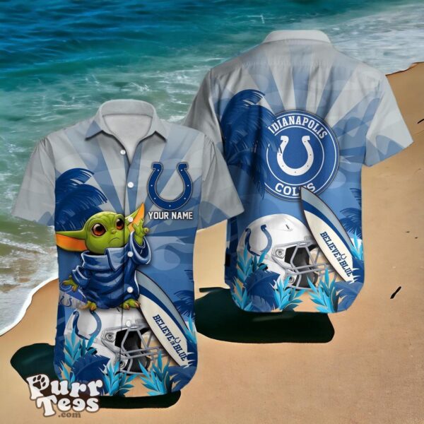 Indianapolis Colts Hawaiian Shirt Baby Yoda 3D Custom Name Product Photo 1