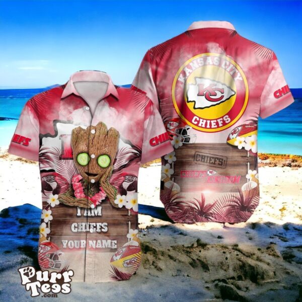 Kansas City Chiefs NFL Baby Groot Hawaiian Shirt Custom Name Product Photo 1