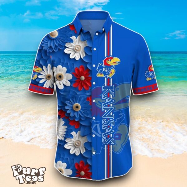 Kansas Jayhawks NCAA2 Flower Hawaiian Shirt Best Design For Fans Product Photo 2