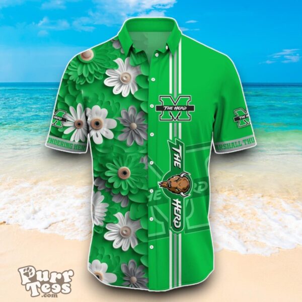 Marshall Thundering Herd NCAA3 Flower Hawaiian Shirt Best Design For Fans Product Photo 2
