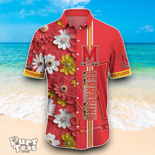 Maryland Terrapins NCAA3 Flower Hawaiian Shirt Best Design For Fans Product Photo 2