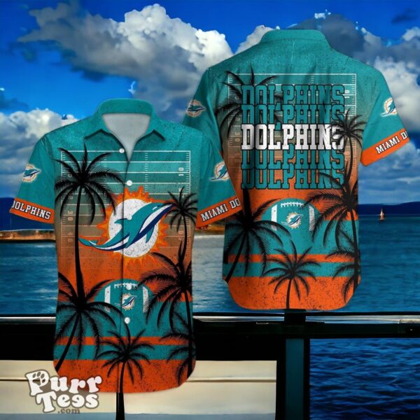 Miami Dolphins Hawaiian Shirt Palm Tree Vintage For Men Women Product Photo 1