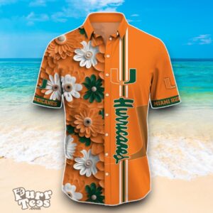 Miami Hurricanes NCAA1 Flower Hawaiian Shirt Best Design For Fans Product Photo 2